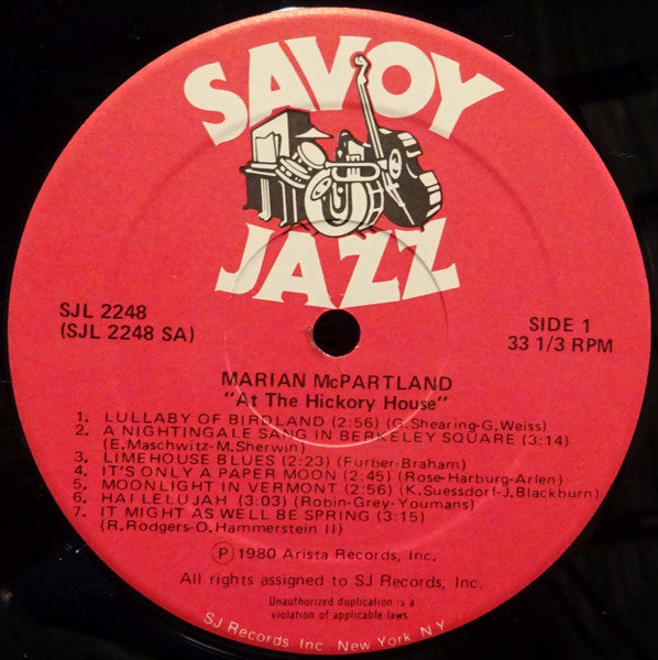 Marian McPartland - At The Hickory House - 1980