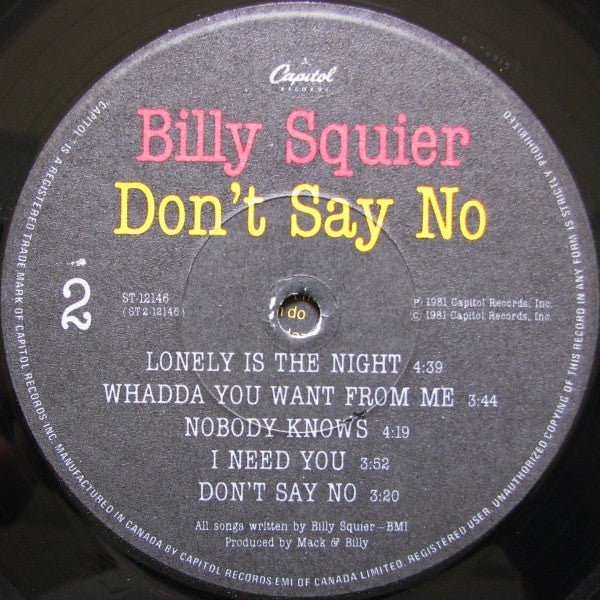 Billy Squier - Don't Say No