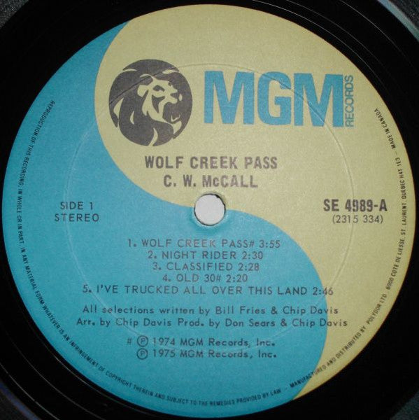 C.W. McCall - Wolf Creek Pass Vinyl Record