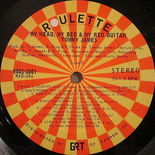 Tommy James - My Head, My Bed & My Red Guitar - 1971