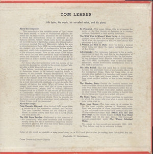 Tom Lehrer - Songs By Tom Lehrer Vinyl Record