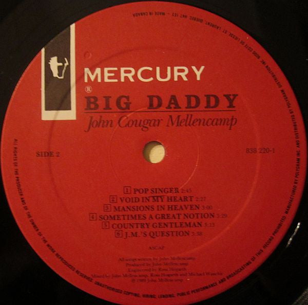 John Cougar Mellencamp - Big Daddy - 1989