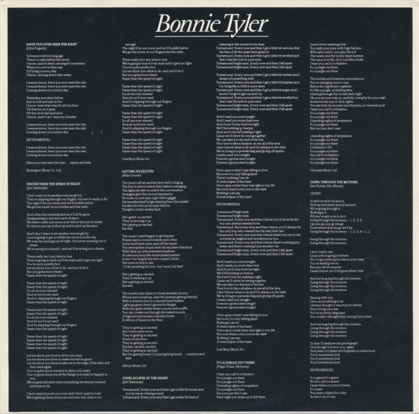 Bonnie Tyler - Faster Than The Speed Of Night Vinyl Record