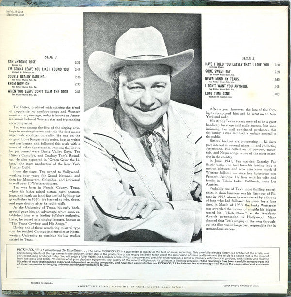 Tex Ritter - Sings His Hits