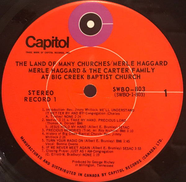 Merle Haggard - The Land Of Many Churches Vinyl Record