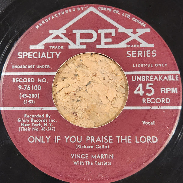 Vince Martin - Cindy, Oh Cindy / Only If You Praise The Lord