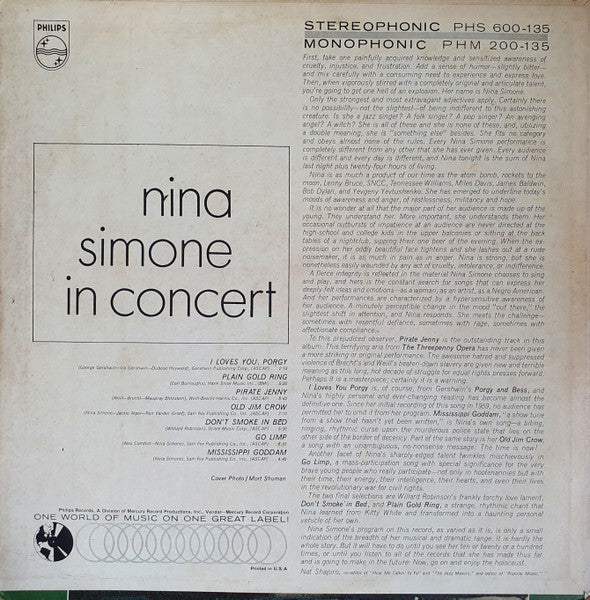 Nina Simone - In Concert Vinyl Record