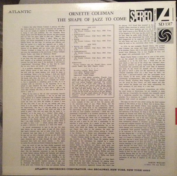 Ornette Coleman - The Shape Of Jazz To Come -
