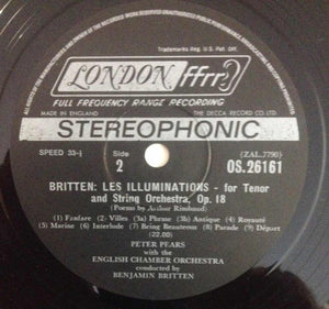 Benjamin Britten, Peter Pears, Barry Tuckwell, London Symphony Orchestra, English Chamber Orchestra - Serenade For Tenor, Horn & Strings / Les Illuminations - 1967