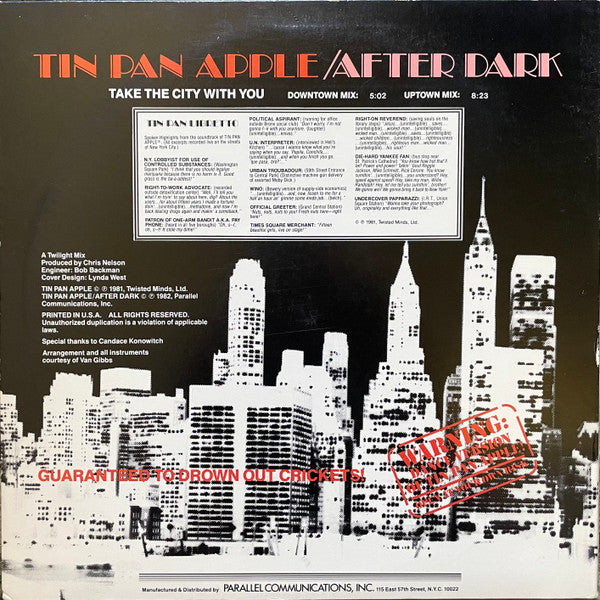 Tin Pan Apple After Dark - Take The City With You! (Dance Version) - 1982
