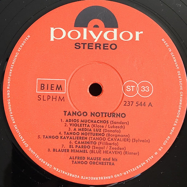 Alfred Hause Mit Seinen Tanz-Streichsolisten - Tango Notturno