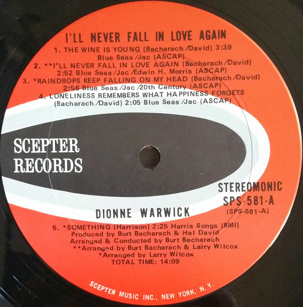 Dionne Warwick - I'll Never Fall In Love Again - 1970