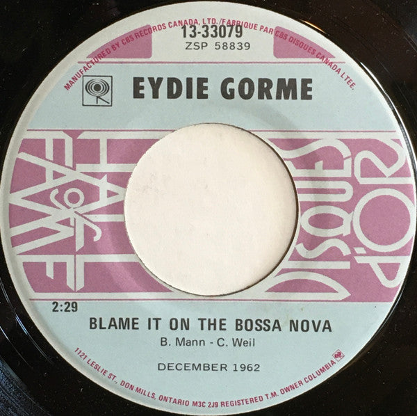 Eydie Gorme - Blame It On The Bossa Nova / Can't Get Over (The Bossa Nova) Vinyl Record