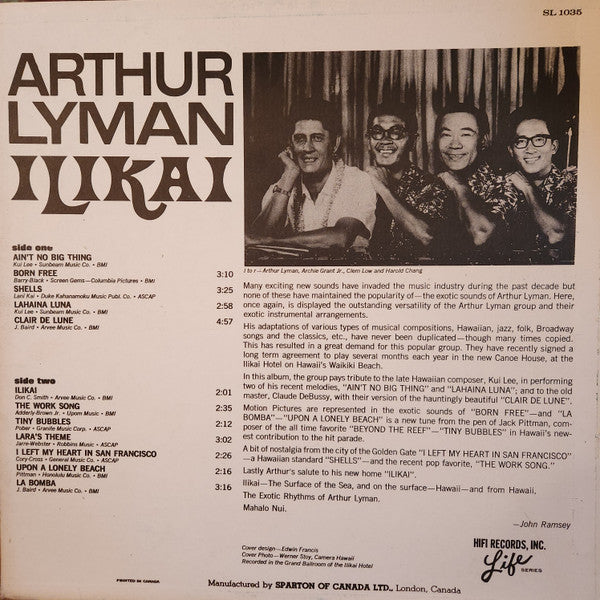 Arthur Lyman - Ilikai Vinyl Record