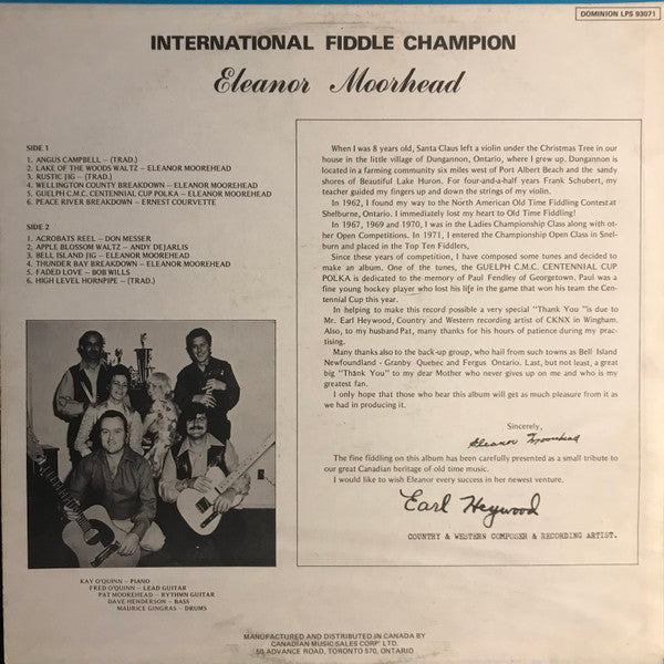 Eleanor Moorehead - Canadian Queen Of The Fiddle - 1972