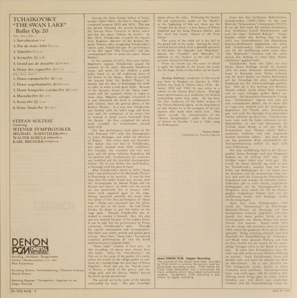 Pyotr Ilyich Tchaikovsky, Stefan Soltesz, Wiener Symphoniker - The Swan Lake Op. 20 - 1981