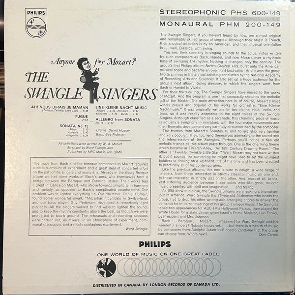 Les Swingle Singers - Anyone For Mozart? - 1964