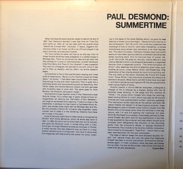 Paul Desmond - Summertime -