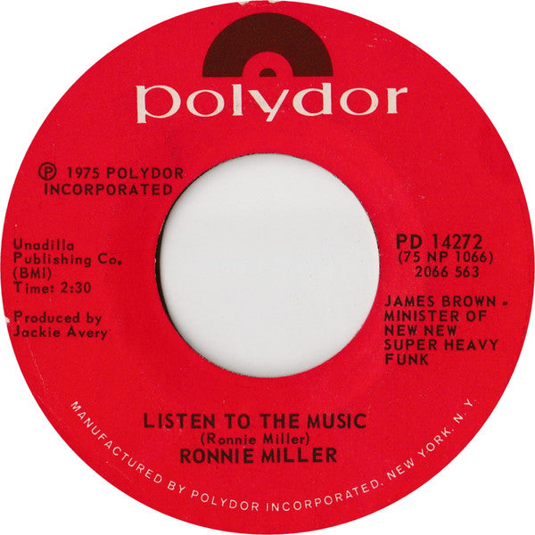 Ronnie Miller - Listen To The Music / I Owe You Love. - 1975