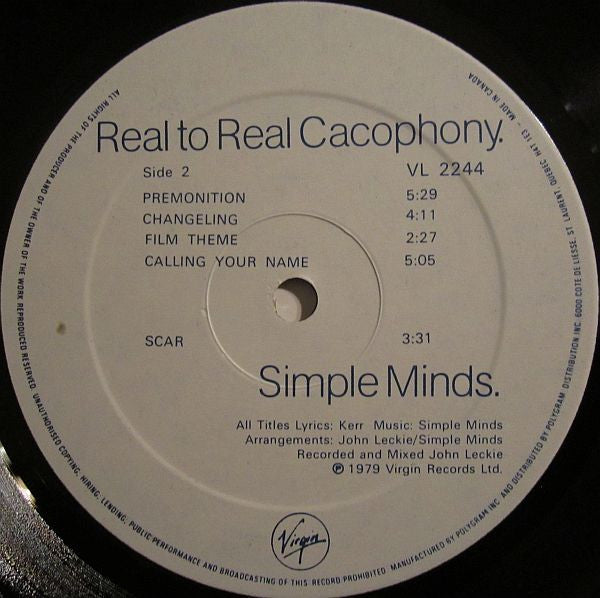Simple Minds - Real To Real Cacophony - 1979