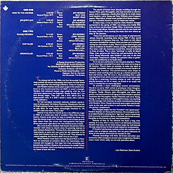 Jimi Hendrix - Nine To The Universe - 1980