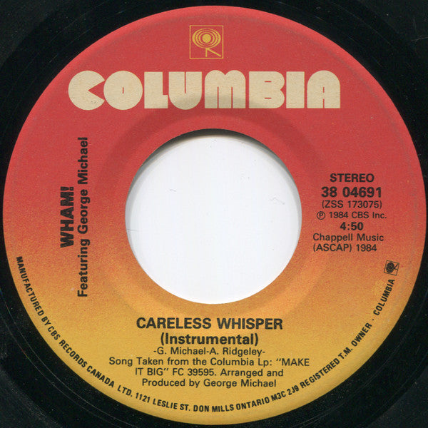 Wham! Featuring George Michael - Careless Whisper - 1984