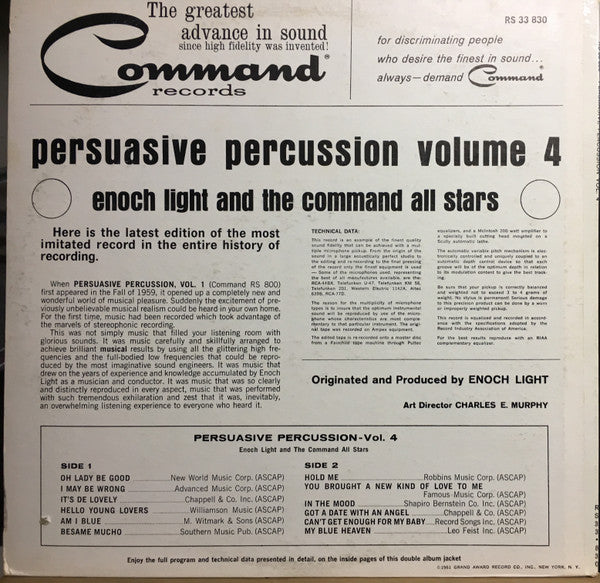 Enoch Light - Persuasive Percussion - Vol. 4 Vinyl Record