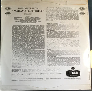 Giacomo Puccini / Renata Tebaldi, Nell Rankin, Giuseppe Campora, Coro dell'Accademia Nazionale di Santa Cecilia And Orchestra dell'Accademia Nazionale di Santa Cecilia, Alberto Erede - Highlights From Madama Butterfly - 1958