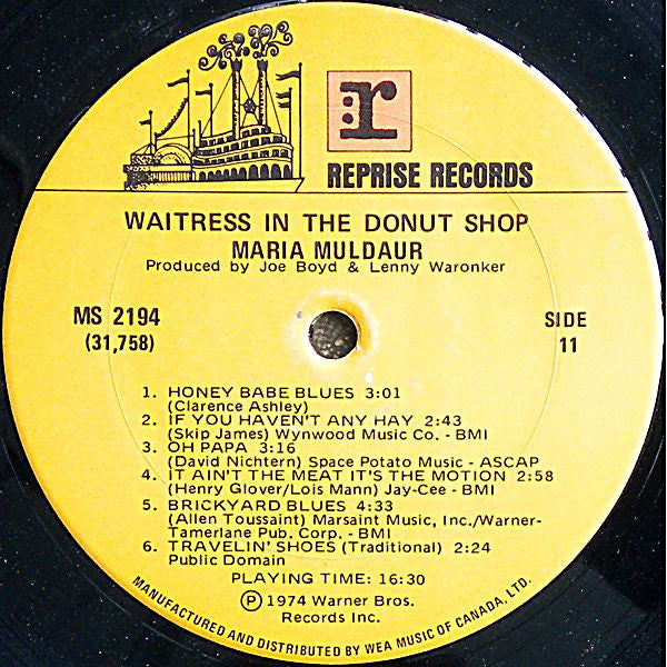 Maria Muldaur - Waitress In The Donut Shop - 1974