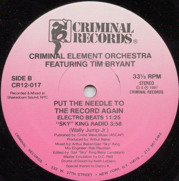 Criminal Element Orchestra - Put The Needle To The Record Again