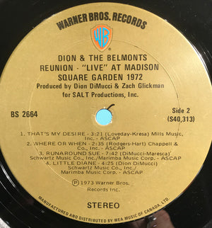 Dion & The Belmonts - Reunion - "Live" At Madison Square Garden 1972 - 1973