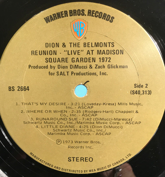 Dion & The Belmonts - Reunion - "Live" At Madison Square Garden 1972 - 1973
