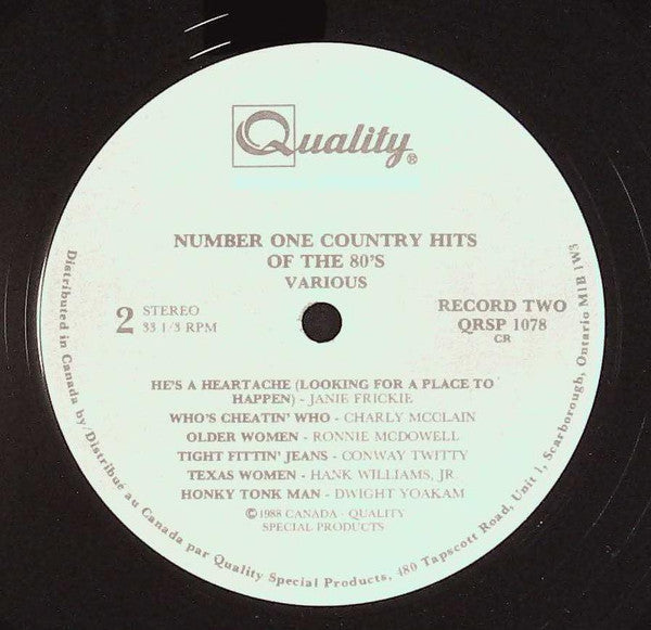 Various - Number One Country Hits Of The 80's (1980-88) Vinyl Record