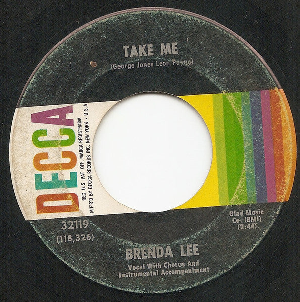 Brenda Lee - Take Me Vinyl Record