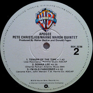 Pete Christlieb / Warne Marsh Quintet - Apogee - 1978