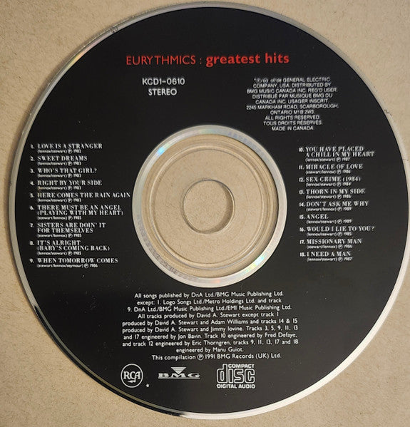 Eurythmics - Greatest Hits (CD) -
