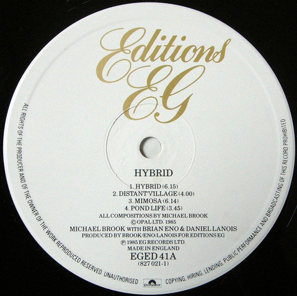 Michael Brook With Brian Eno And Daniel Lanois - Hybrid - 1985