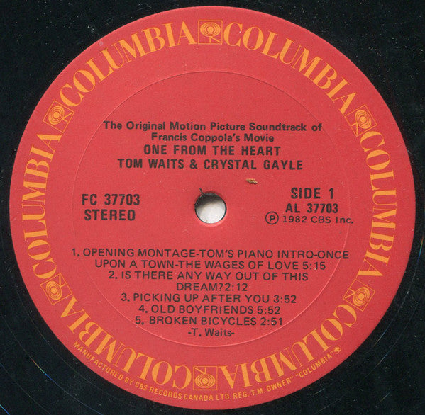Tom Waits And Crystal Gayle - One From The Heart - The Original Motion Picture Soundtrack Of Francis Coppola's Movie - 1982