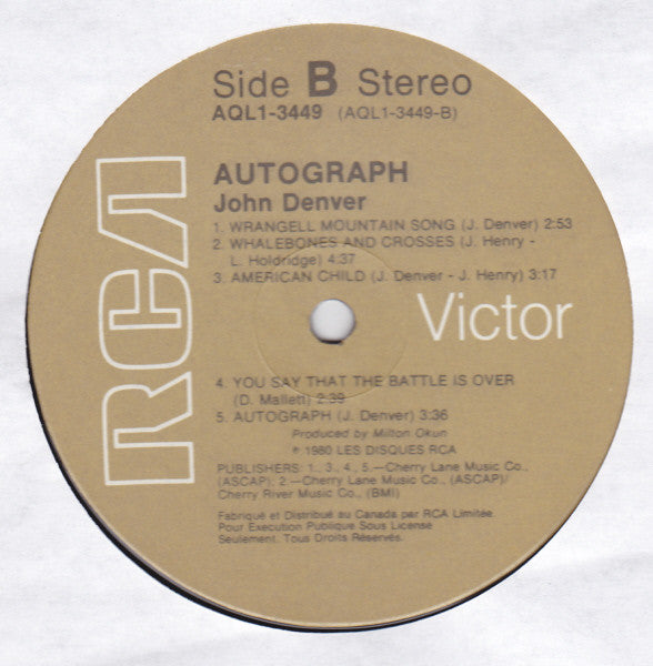 John Denver - Autograph - 1980
