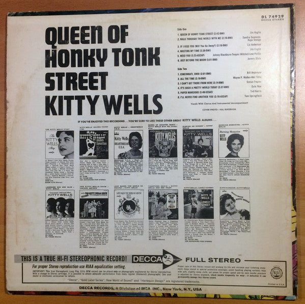 Kitty Wells - Queen Of Honky Tonk Street - 1967