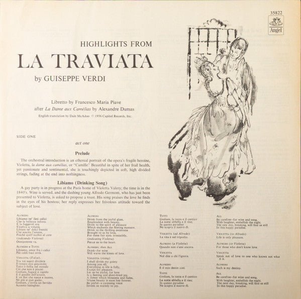 Giuseppe Verdi, Victoria De Los Angeles, Carlo Del Monte, Mario Sereni With The Orchestra Del Teatro Dell'Opera Di Roma And Coro Del Teatro Dell'Opera Di Roma Conducted By Tullio Serafin - La Traviata (Highlights) - 1970