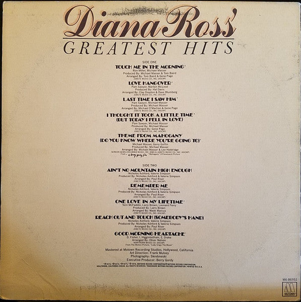 Diana Ross - Diana Ross' Greatest Hits Vinyl Record