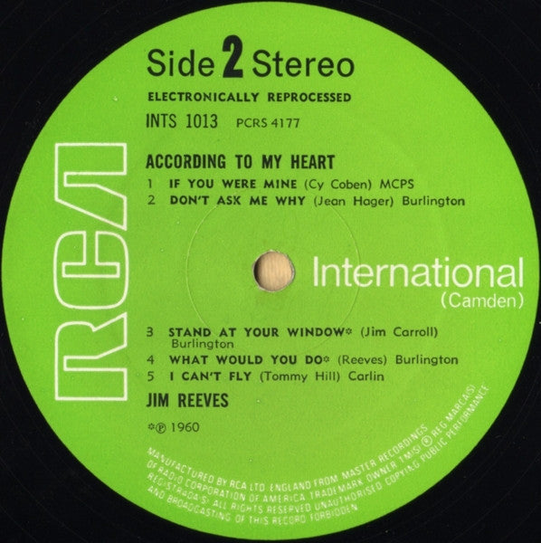Jim Reeves - According To My Heart - 1969