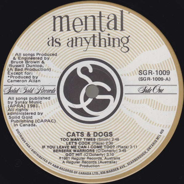 Mental As Anything - Cats & Dogs - 1982