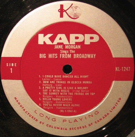 Jane Morgan - Sings The Big Hits From Broadway - 1961