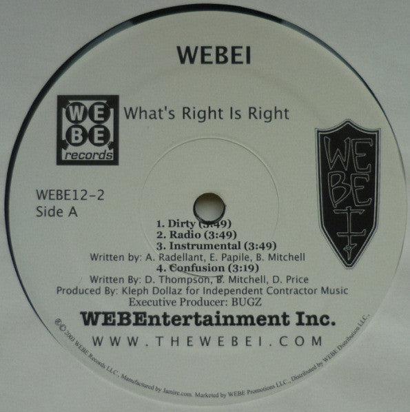 Webei - What's Right Is Right Vinyl Record