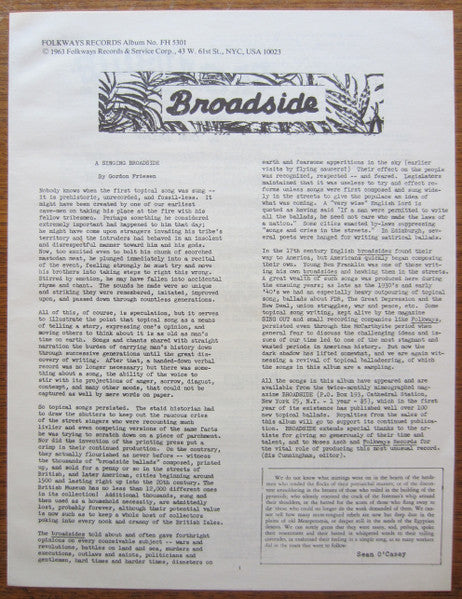 Various - Broadside Ballads Vol. 1 - 1964