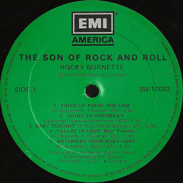 Rocky Burnette - The Son Of Rock And Roll Vinyl Record