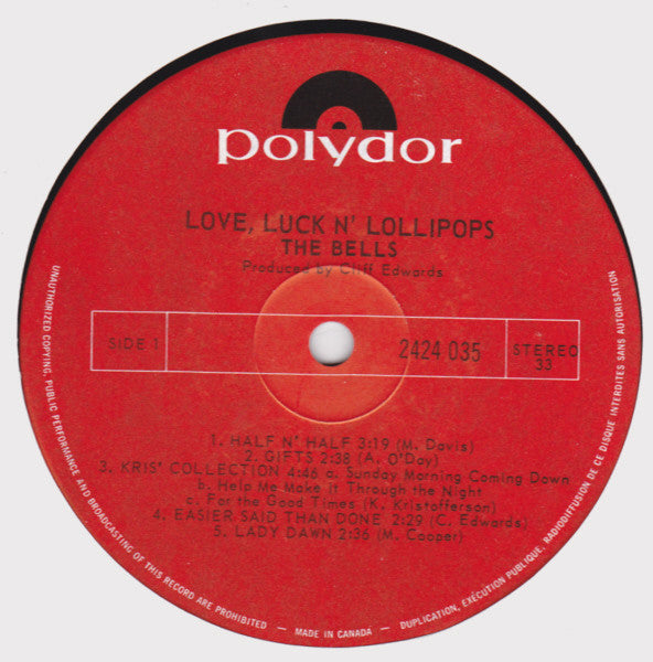 The Bells  - Love, Luck N' Lollipops Vinyl Record