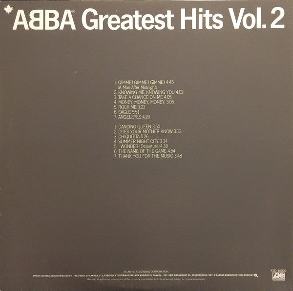 ABBA - Greatest Hits Vol. 2 Vinyl Record